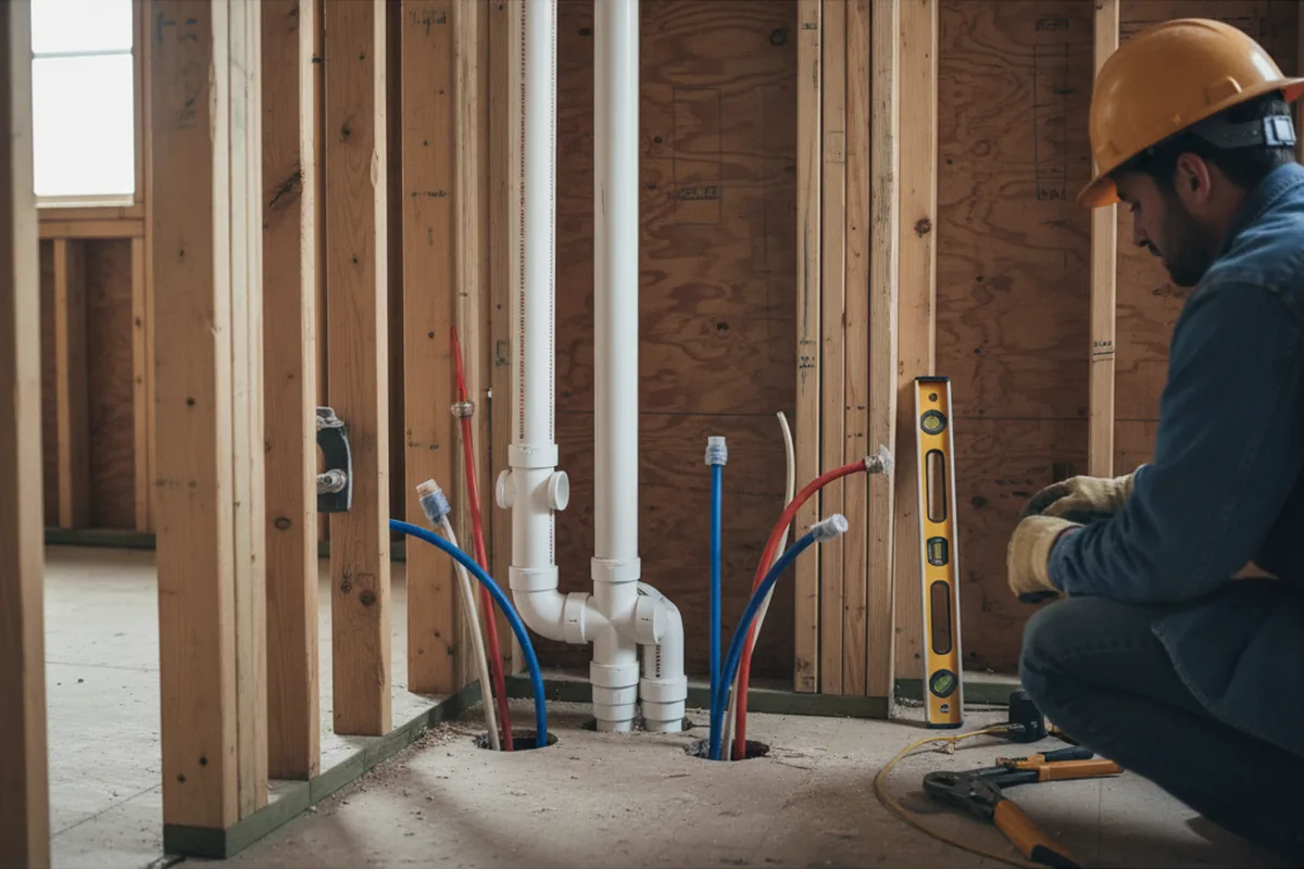 Drain and supply rough-in during Drain Cleaning in Helix