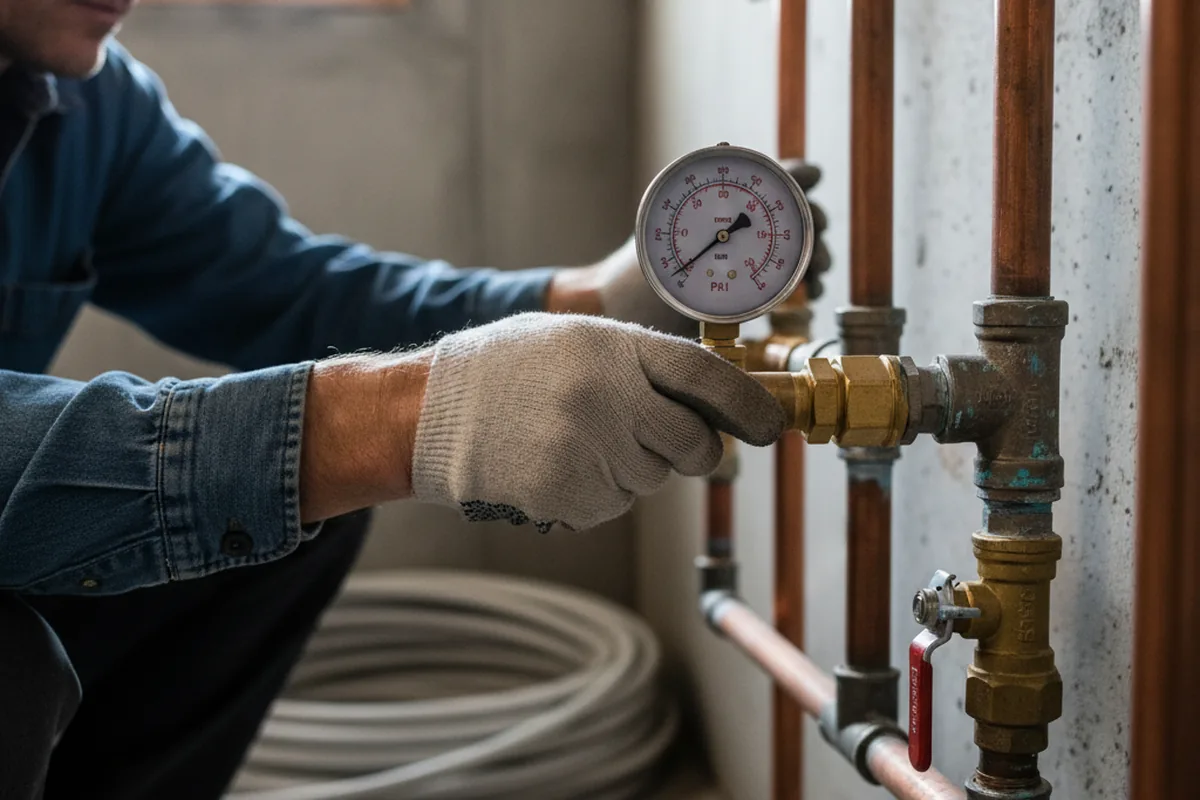 Pressure testing a repaired line during Water Line Repair in Helix